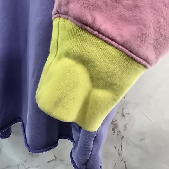 Teddy Fresh Hoodie Mens XL Pink Purple Sweatshirt Colorblock Heavyweight - Picture 10 of 13